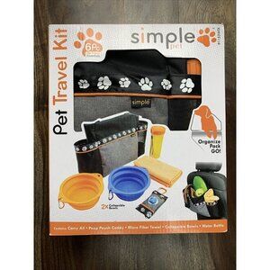 Simple Pet Travel Essentials 6 Piece Set W/ Carry Bag Dog Cat Kit Organizer NEW!
